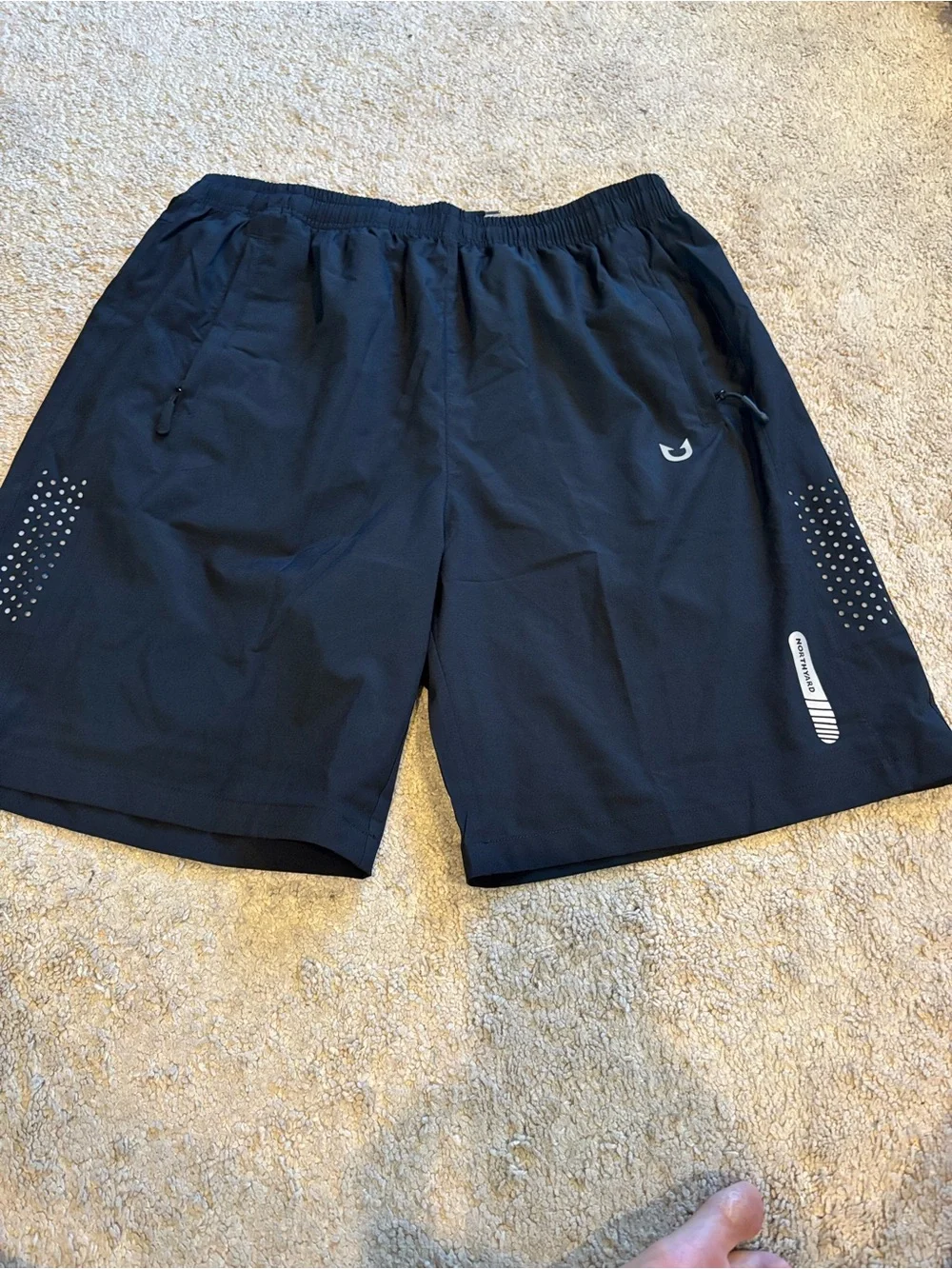 Men's Black Athletic Performance Shorts with Reflective Accents
